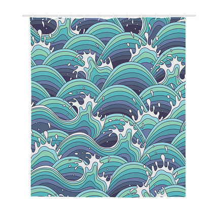 Sea Wave Surfing Pattern Print Polyester Shower Curtain