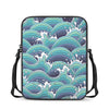 Sea Wave Surfing Pattern Print Rectangular Crossbody Bag