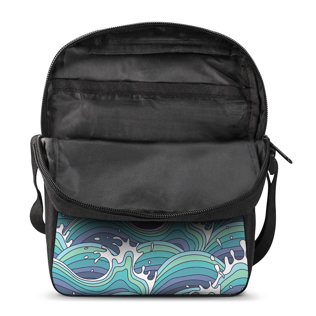 Sea Wave Surfing Pattern Print Rectangular Crossbody Bag