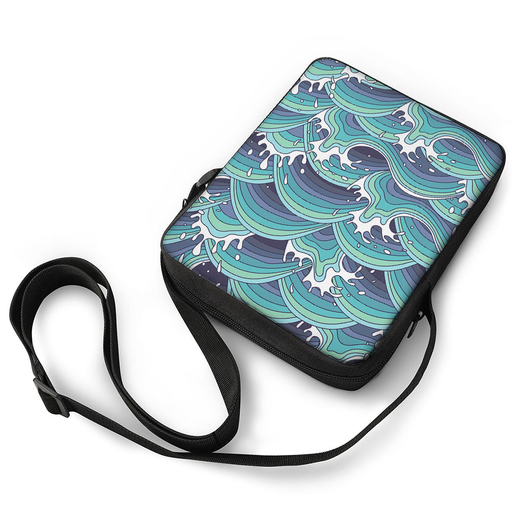 Sea Wave Surfing Pattern Print Rectangular Crossbody Bag