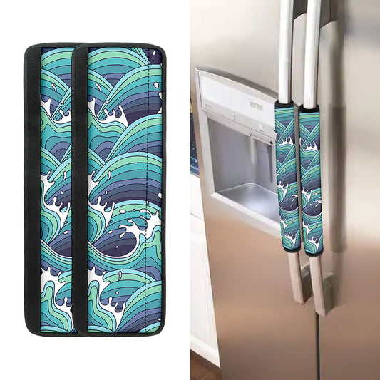 Sea Wave Surfing Pattern Print Refrigerator Handle Covers