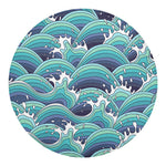 Sea Wave Surfing Pattern Print Round Blanket