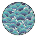 Sea Wave Surfing Pattern Print Round Floor Mat