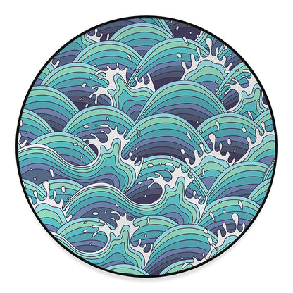 Sea Wave Surfing Pattern Print Round Floor Mat