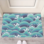 Sea Wave Surfing Pattern Print Rubber Doormat