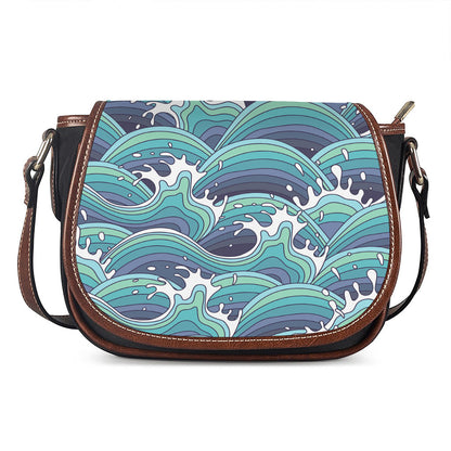 Sea Wave Surfing Pattern Print Saddle Bag