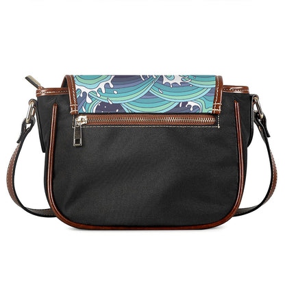 Sea Wave Surfing Pattern Print Saddle Bag