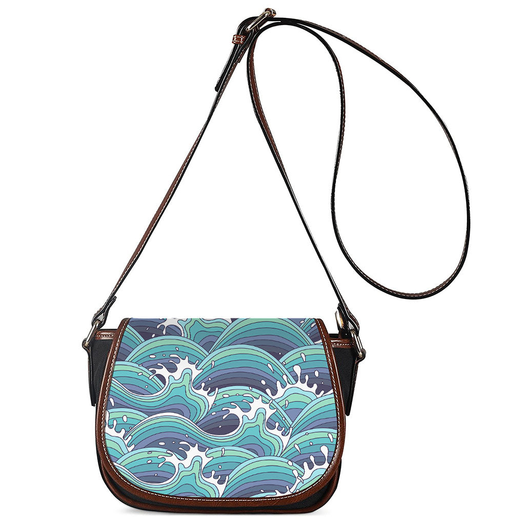 Sea Wave Surfing Pattern Print Saddle Bag