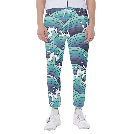Sea Wave Surfing Pattern Print Scuba Joggers