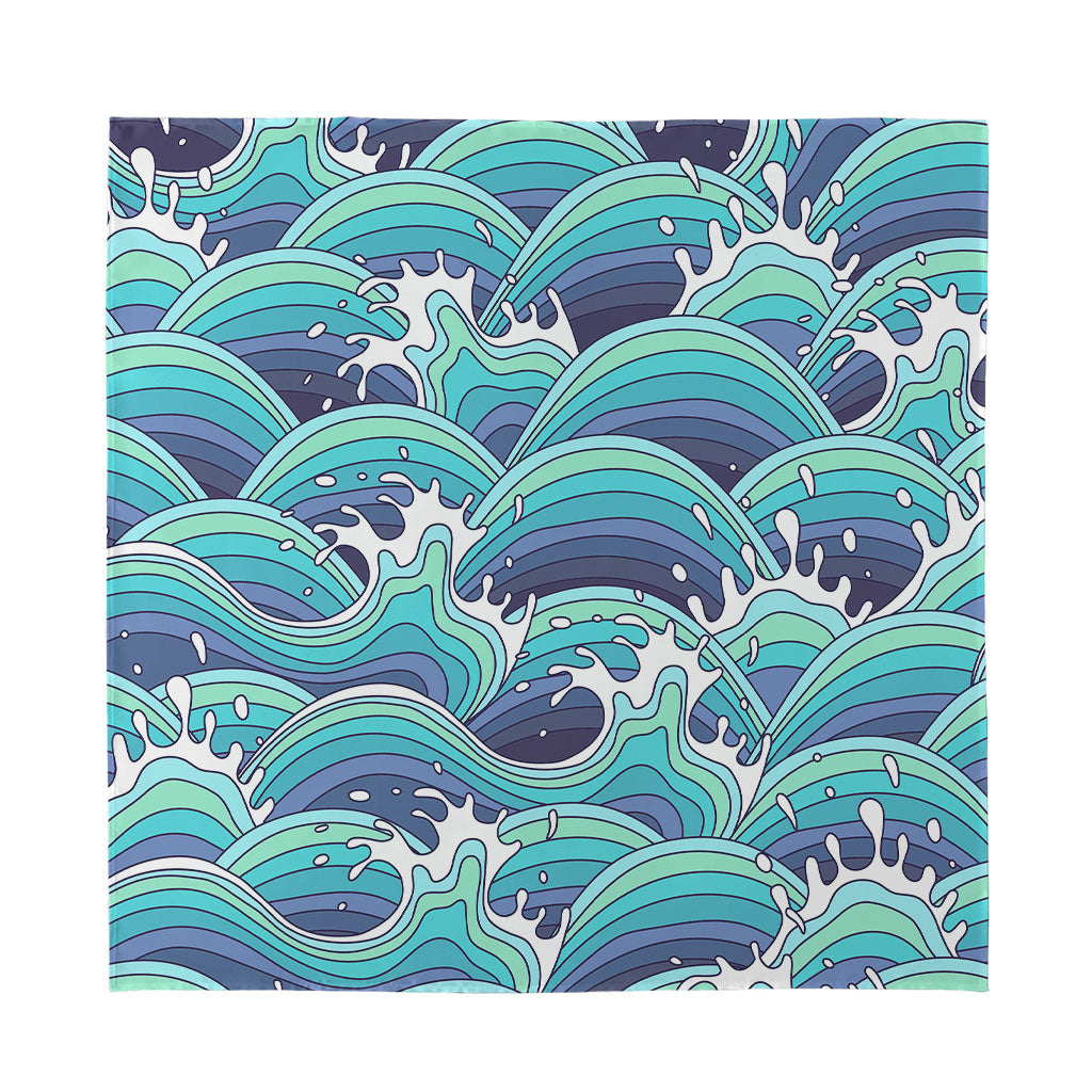 Sea Wave Surfing Pattern Print Silk Bandana