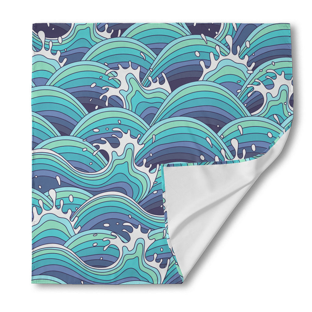 Sea Wave Surfing Pattern Print Silk Bandana
