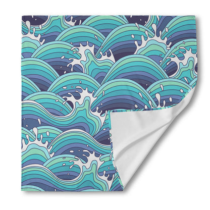 Sea Wave Surfing Pattern Print Silk Bandana