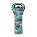Sea Wave Surfing Pattern Print Single Neoprene Wine Tote