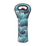 Sea Wave Surfing Pattern Print Single Neoprene Wine Tote