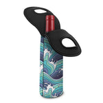 Sea Wave Surfing Pattern Print Single Neoprene Wine Tote