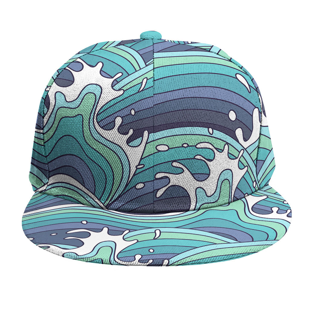 Sea Wave Surfing Pattern Print Snapback Cap