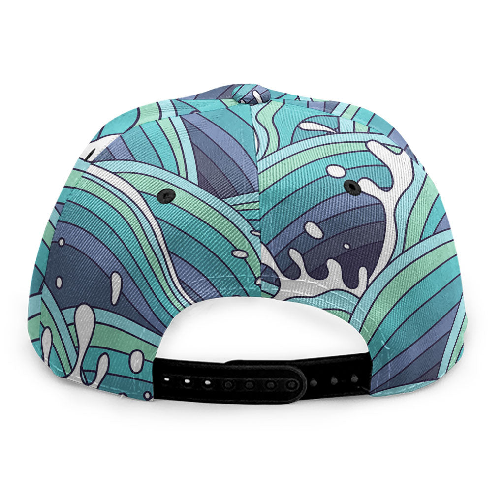 Sea Wave Surfing Pattern Print Snapback Cap