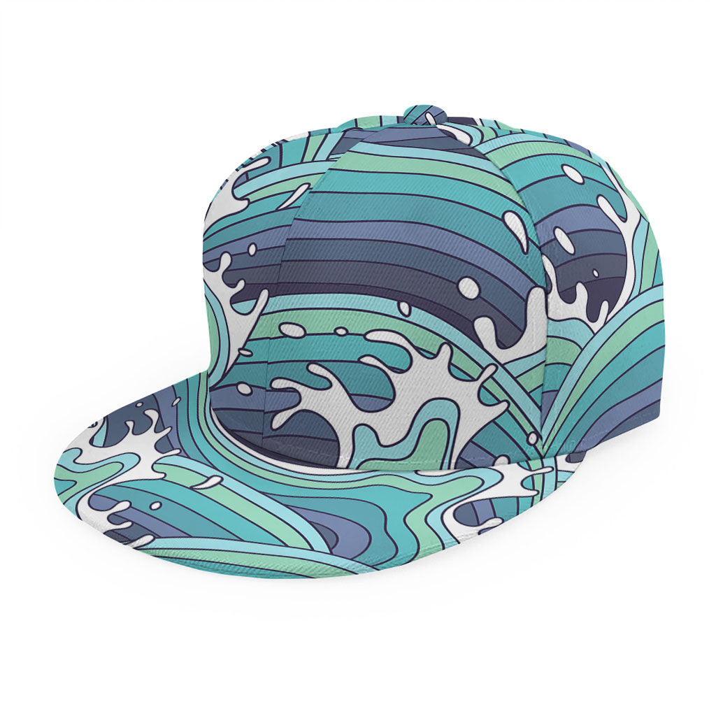 Sea Wave Surfing Pattern Print Snapback Cap