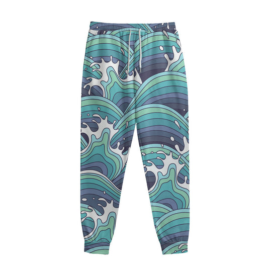 Sea Wave Surfing Pattern Print Sweatpants