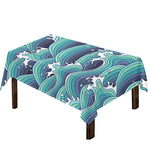 Sea Wave Surfing Pattern Print Tablecloth