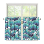 Sea Wave Surfing Pattern Print Tier Curtains