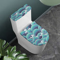 Sea Wave Surfing Pattern Print Toilet Lid And Tank Cover Set