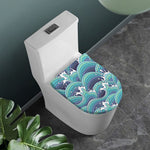 Sea Wave Surfing Pattern Print Toilet Lid Cover