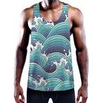 Sea Wave Surfing Pattern Print Training Tank Top