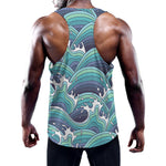 Sea Wave Surfing Pattern Print Training Tank Top