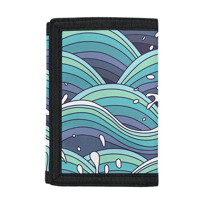 Sea Wave Surfing Pattern Print Trifold Wallet