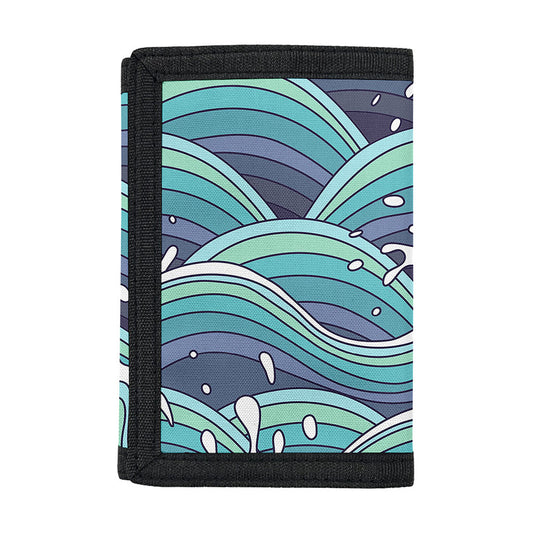 Sea Wave Surfing Pattern Print Trifold Wallet
