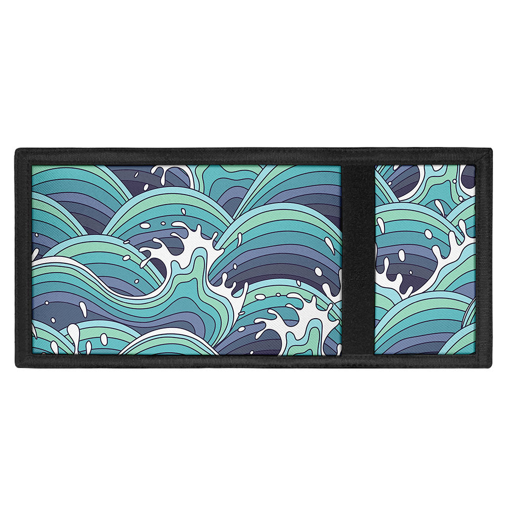 Sea Wave Surfing Pattern Print Trifold Wallet