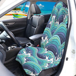 Sea Wave Surfing Pattern Print Waterproof Car Seat Cover