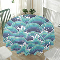 Sea Wave Surfing Pattern Print Waterproof Round Tablecloth