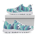 Sea Wave Surfing Pattern Print White Running Shoes
