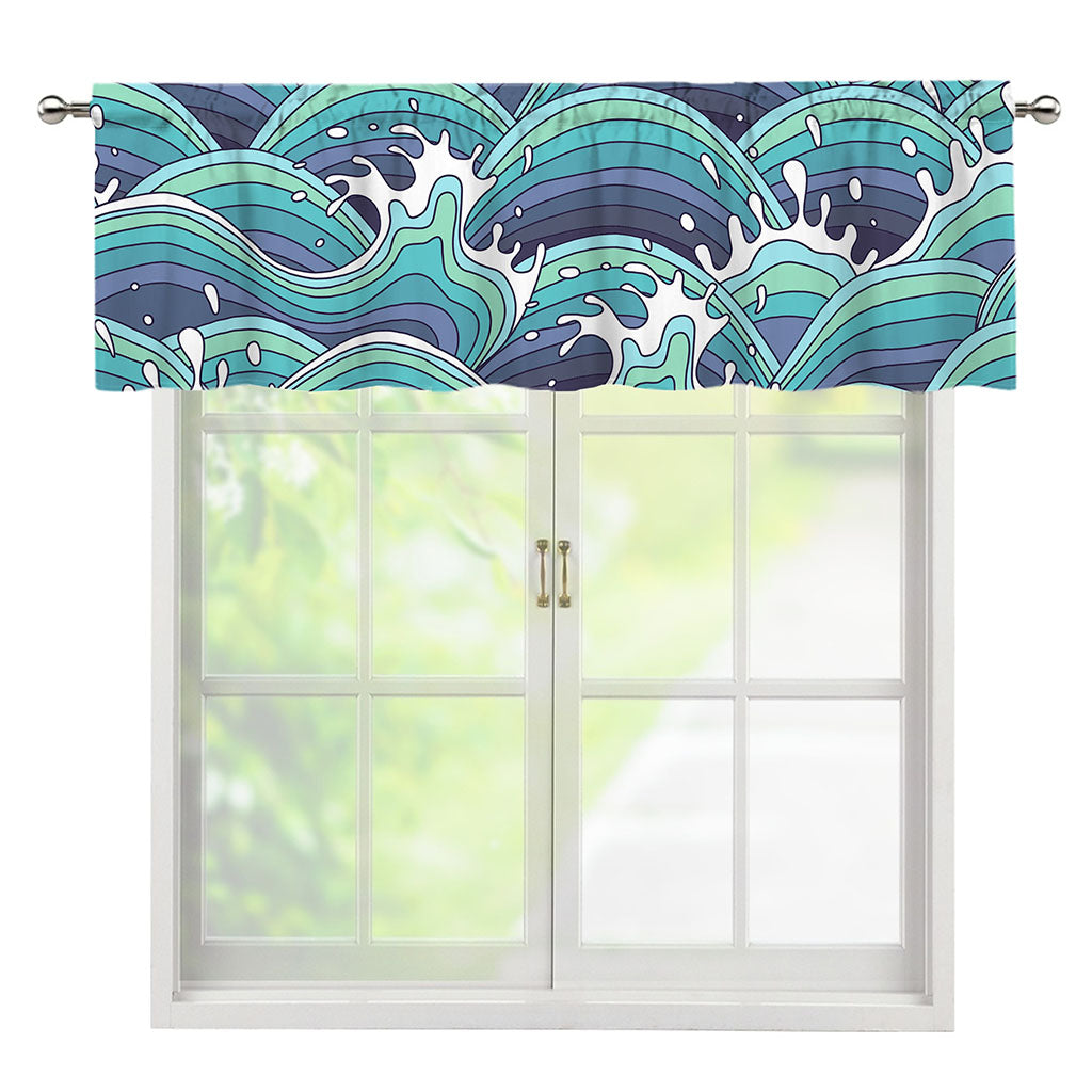 Sea Wave Surfing Pattern Print Window Valance