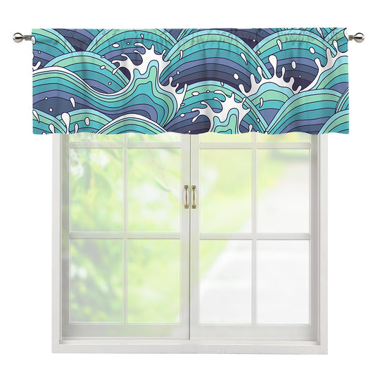 Sea Wave Surfing Pattern Print Window Valance