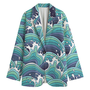 Sea Wave Surfing Pattern Print Women's Blazer