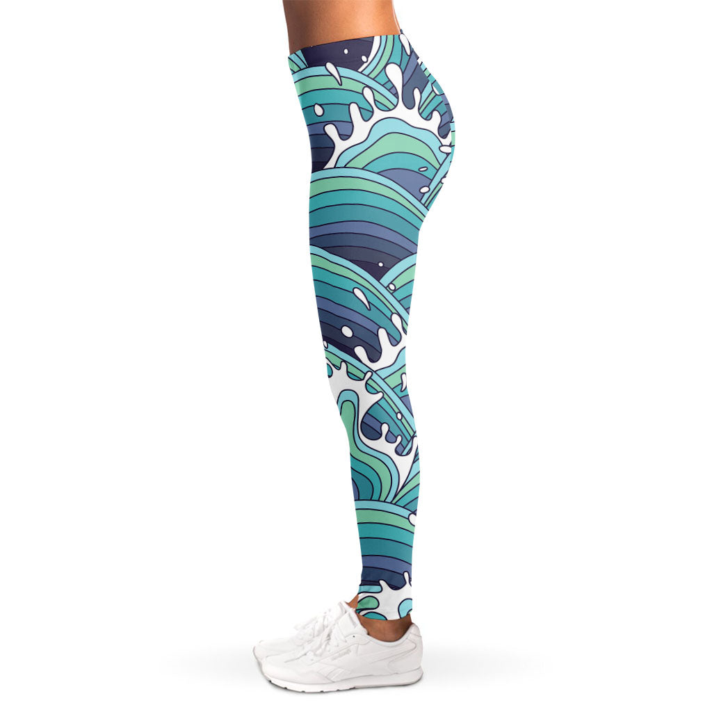 Sea Wave Surfing Pattern Print Women's Leggings
