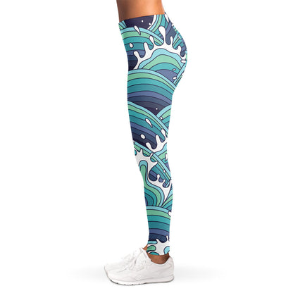 Sea Wave Surfing Pattern Print Women's Leggings