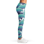 Sea Wave Surfing Pattern Print Women's Leggings
