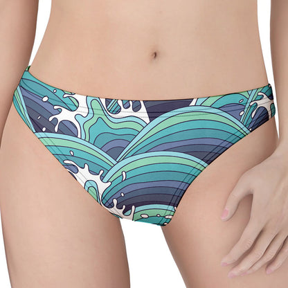 Sea Wave Surfing Pattern Print Women's Thong