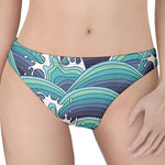 Sea Wave Surfing Pattern Print Women's Thong