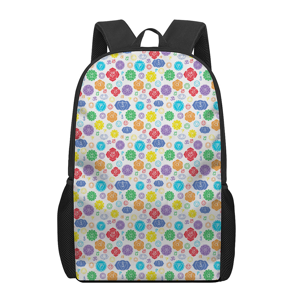 Seven Chakra Symbols Pattern Print 17 Inch Backpack