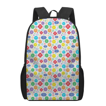 Seven Chakra Symbols Pattern Print 17 Inch Backpack