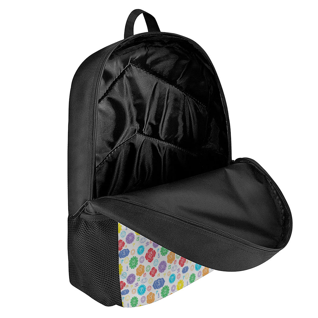 Seven Chakra Symbols Pattern Print 17 Inch Backpack