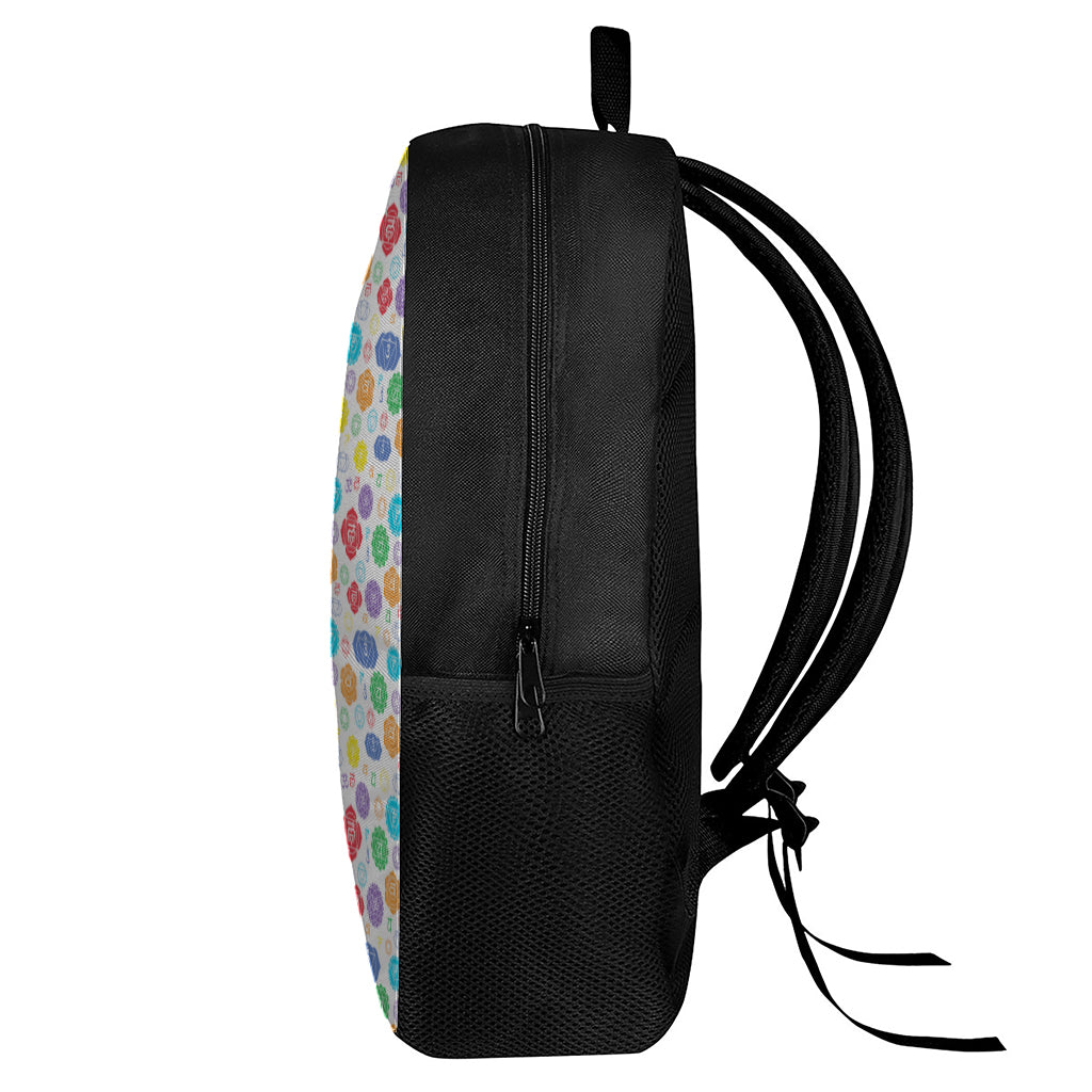 Seven Chakra Symbols Pattern Print 17 Inch Backpack