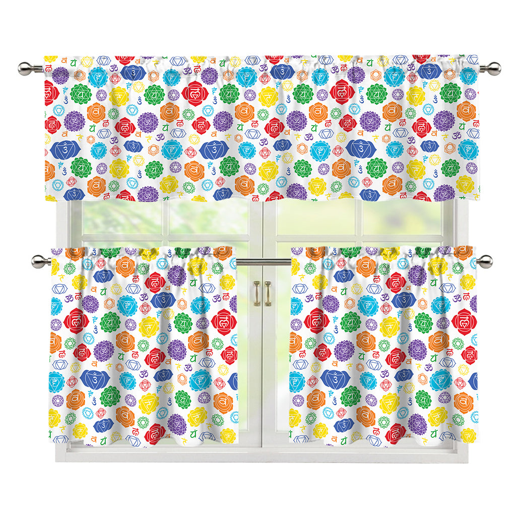 Seven Chakra Symbols Pattern Print 3 Piece Kitchen Curtains