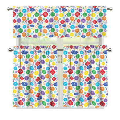 Seven Chakra Symbols Pattern Print 3 Piece Kitchen Curtains