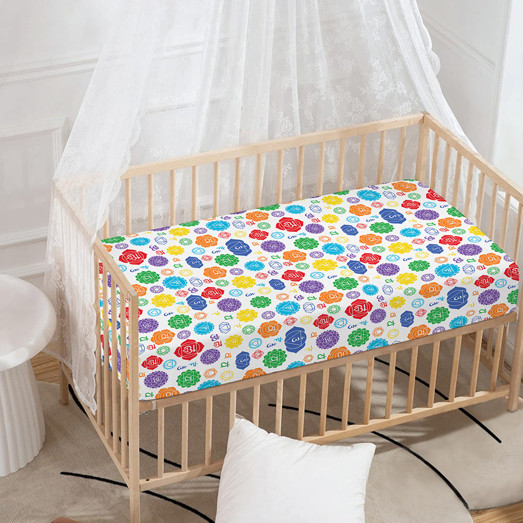Seven Chakra Symbols Pattern Print Baby Crib Sheet